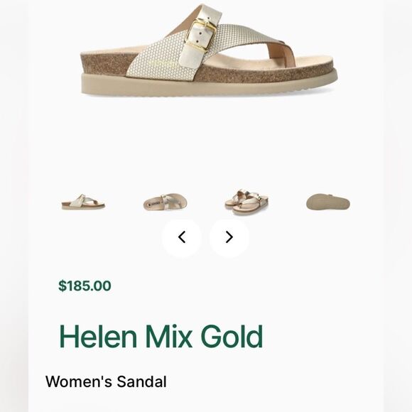 Mephisto Helen Gold Leather Thong Sandals - Picture 14 of 14